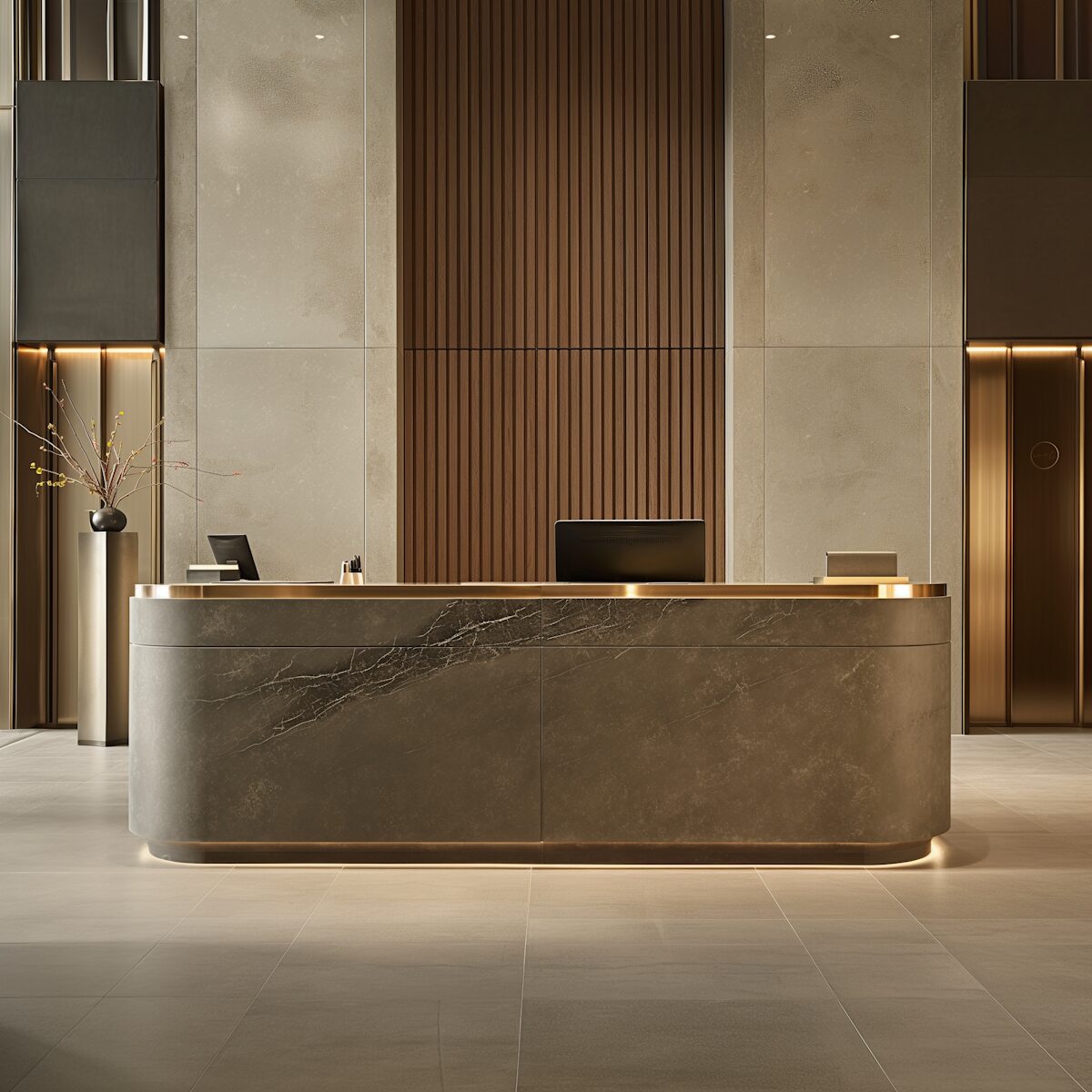 Refined business interior prepared for guests and the team.